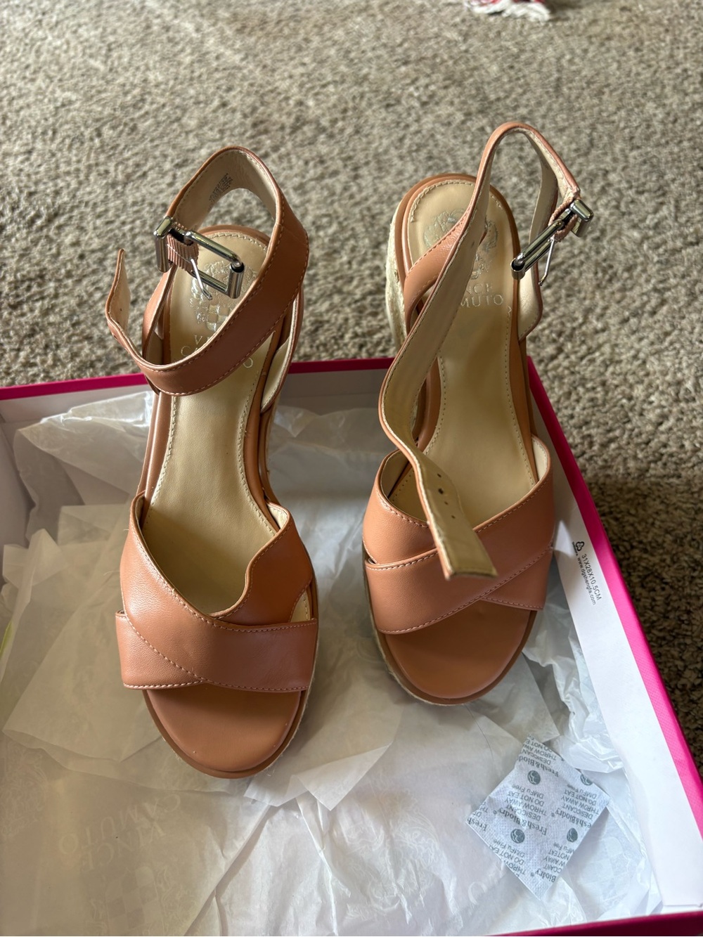 Vince Camuto Tan Leather Platform Espadrille Sandals - Picture 2 of 4